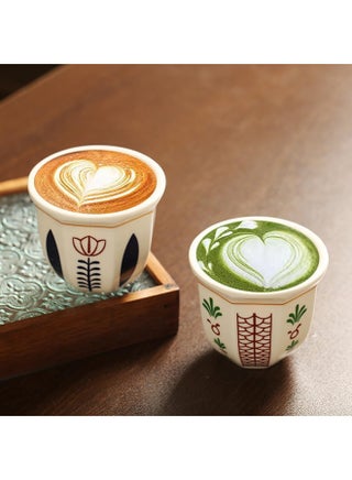 2 PCS  180mL Ceramic Coffee Cups Demitasse Cups for Turkish Tea Cappuccino Latte - view 3